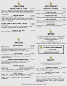 Starters, Appetizers, Salads, Wraps & Wings!